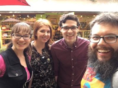 Jamie's brother Robbie, his girlfriend Ria, and Ross and Jamie